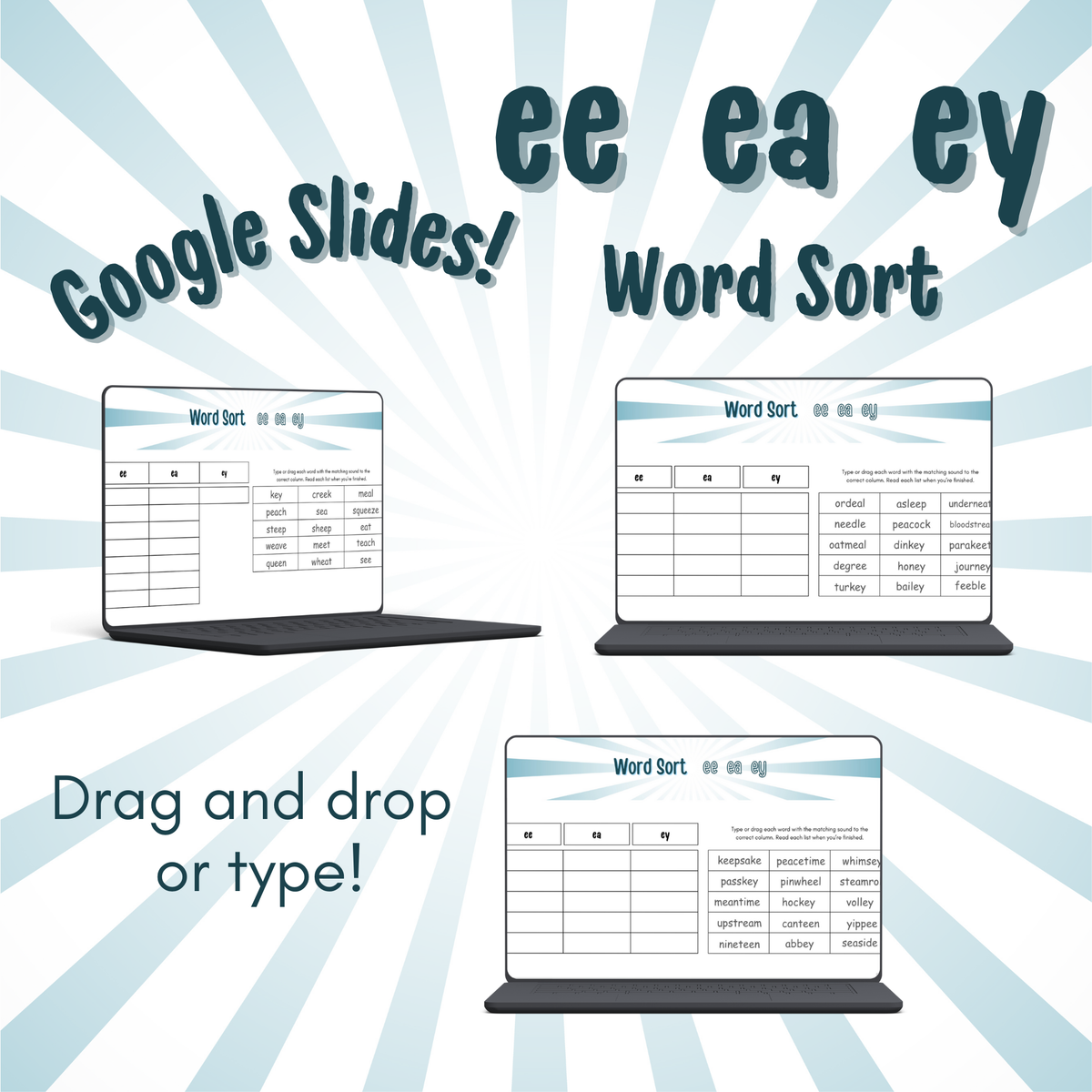 Word Sort - Google Slides - EE, EA, & EY