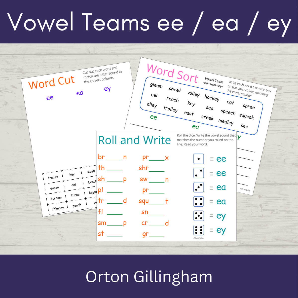 Vowel Teams ee, ea, ey - Games and Activities