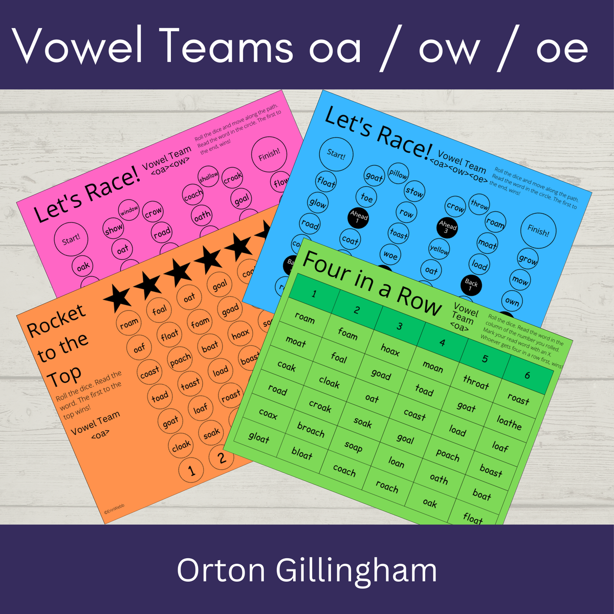 Vowel Teams oa / ow / oe - Games and Activities