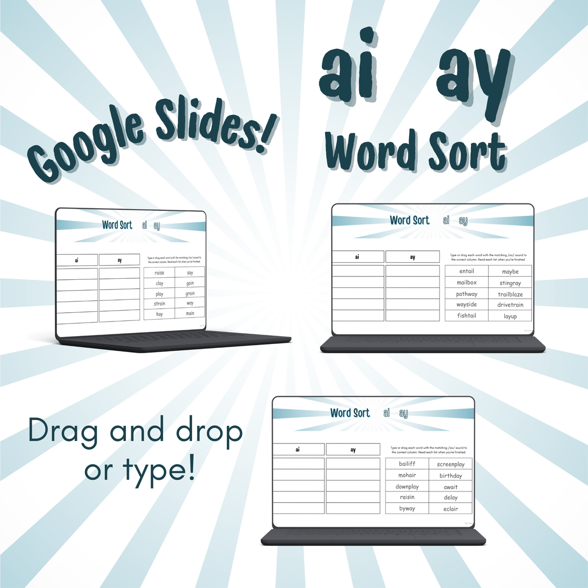 Word Sort - Google Slides - AI & AY